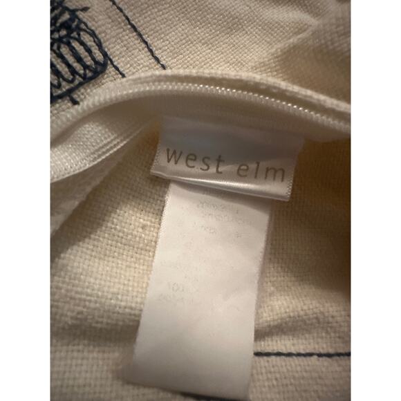 West Elm Cream Ivory Embroider Chair Pillow Case Pillowcase Cover Throw Square - Picture 3 of 4